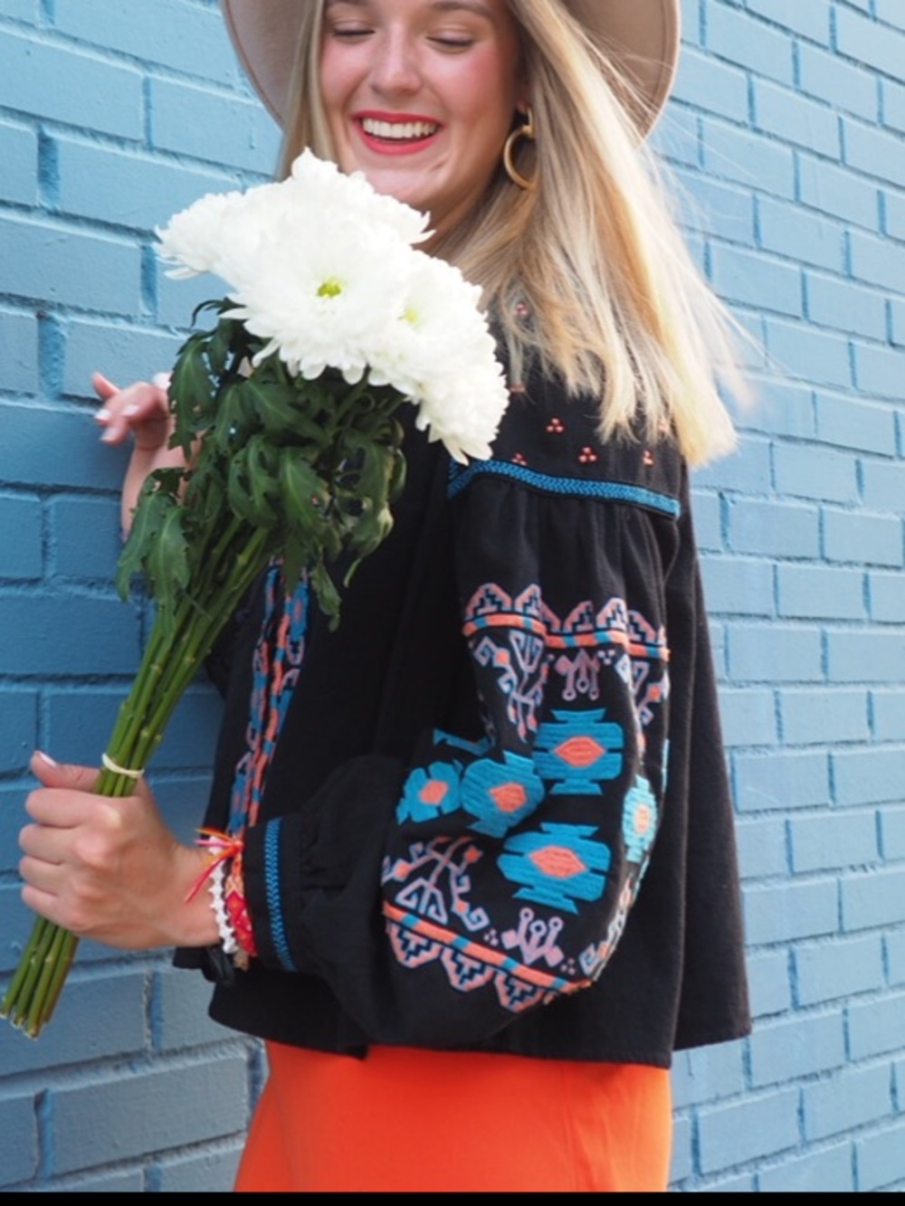 Free People Black jacket with Teal and Coral Detail
